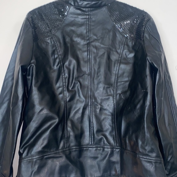Rampage Faux Leather Sequined Moto Jacket women’s size large - Picture 8 of 11